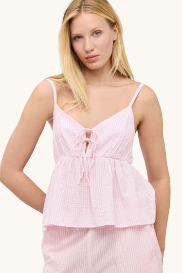 Mujer - Blusa sin mangas - de rayas - rosa