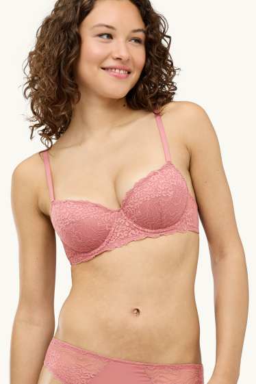 Damen - BH mit Bügel - DEMI - wattiert - rosa