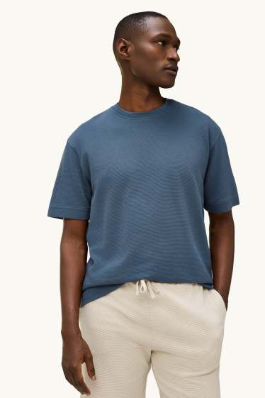 Uomo - T-shirt - relaxed fit - a coste - blu