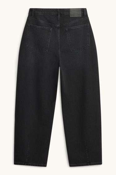 Femei - Barrel jeans - talie înaltă - negru