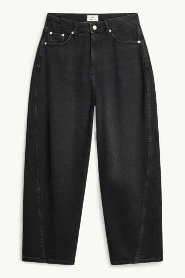 Femei - Barrel jeans - talie înaltă - negru