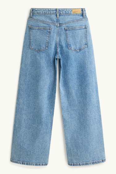 Kinderen: meisjes - Ster - wide leg jeans - jeansblauw