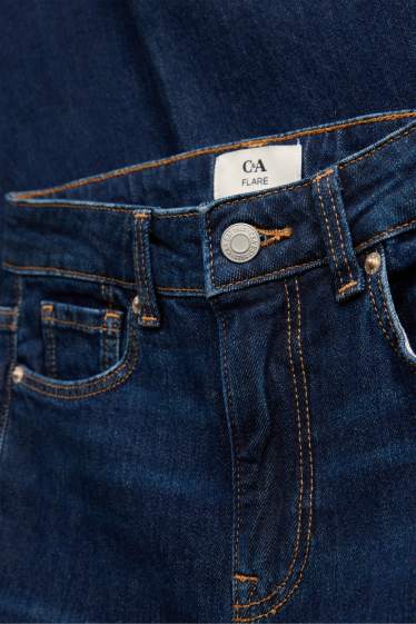 Femei - Flared jeans - talie medie - denim-albastru închis