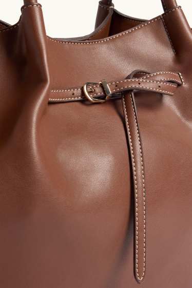 Dames - Grote shopper - imitatieleer - bruin