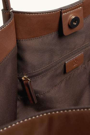 Dames - Grote shopper - imitatieleer - bruin