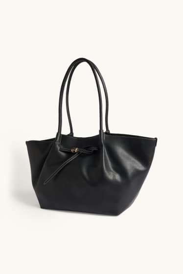 Women - Large shopper - faux leather - black