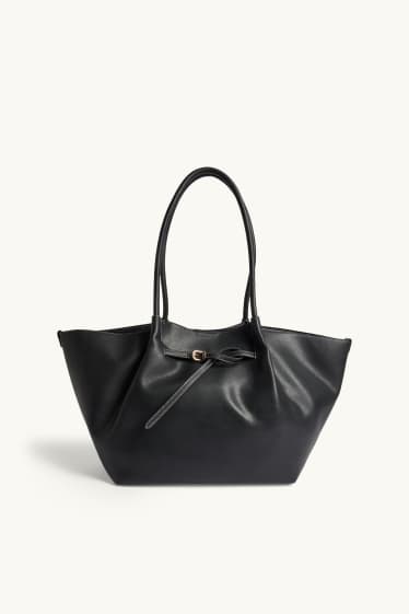 Women - Large shopper - faux leather - black