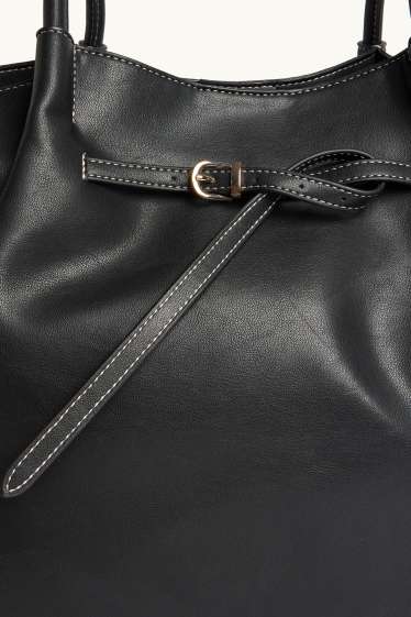 Women - Large shopper - faux leather - black