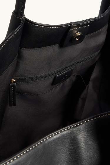 Women - Large shopper - faux leather - black