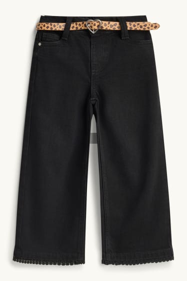 Enfants filles - Wide leg jean doté avec ceinture - noir