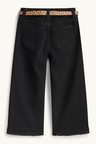 Enfants filles - Wide leg jean doté avec ceinture - noir
