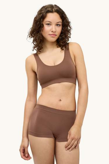 Femmes - Brassière - ampliforme - sans coutures - marron
