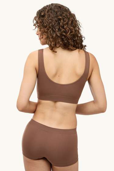 Femmes - Brassière - ampliforme - sans coutures - marron
