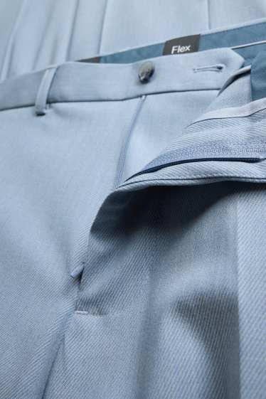 Pánské - Oblekové kalhoty - slim fit - Flex - světle modrá