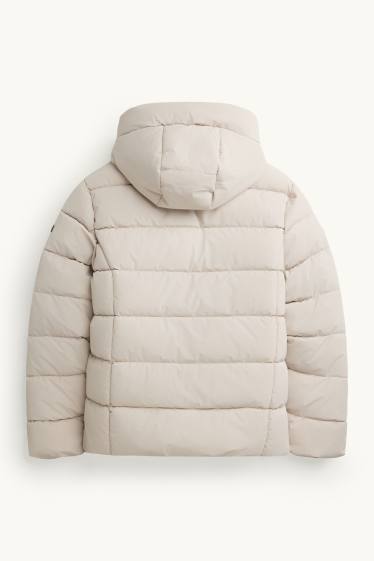 Children Girls - Quilted jacket with hood - water-repellent - light beige