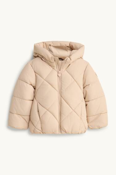 Children Girls - Quilted jacket with hood - water-repellent - beige