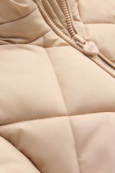 Children Girls - Quilted jacket with hood - water-repellent - beige