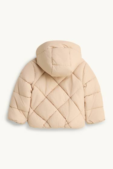 Children Girls - Quilted jacket with hood - water-repellent - beige