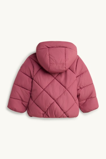 Children Girls - Quilted jacket with hood - water-repellent - pink