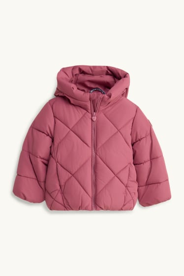 Children Girls - Quilted jacket with hood - water-repellent - pink