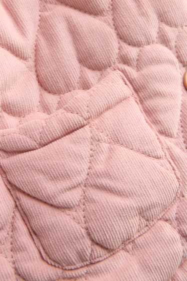 Baby Girls - Heart - baby quilted corduroy jacket with hood - lined - light rose