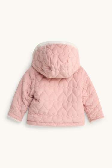 Baby Girls - Heart - baby quilted corduroy jacket with hood - lined - light rose