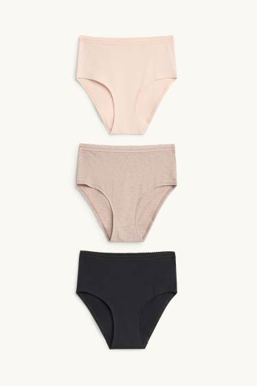 Donna - Confezione da 3 - slip - nero / beige