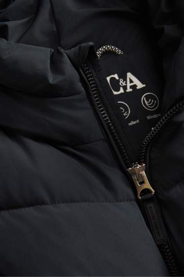 Kinder Mädchen - Steppjacke mit Kapuze - gefüttert - wasserabweisend - schwarz