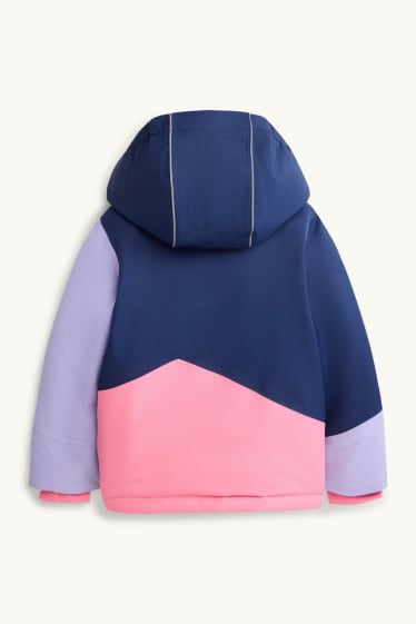 Copii - Fete - Geacă de schi cu glugă - căptușită - impermeabilă - albastru / roz