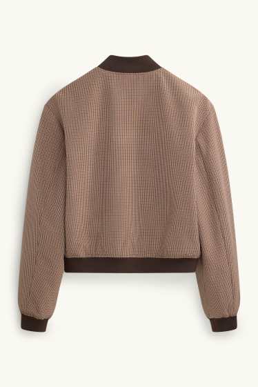 Damen - Bomberjacke - kariert - beige / braun
