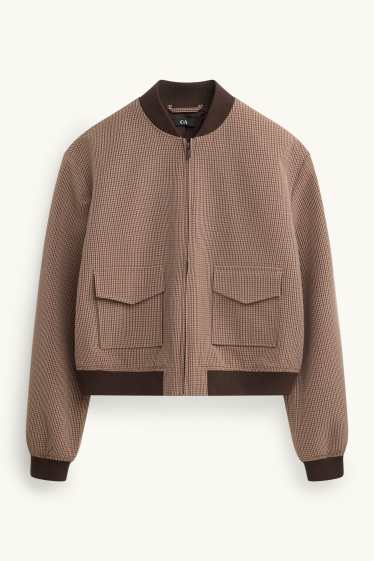 Damen - Bomberjacke - kariert - beige / braun