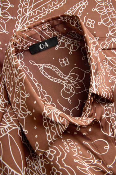 Women - Satin shirt blouse - patterned - rust