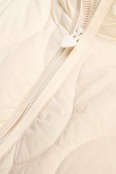Children Girls - Heart - quilted jacket with hood - lined - water-repellent - creme