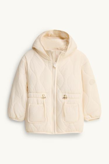 Children Girls - Heart - quilted jacket with hood - lined - water-repellent - creme