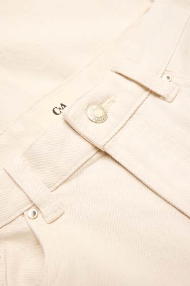Femei - Pantaloni de stofă crop - talie înaltă - barrel leg - crem
