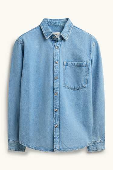 Bărbați - Jachetă tip cămașă - relaxed fit - guler Kent - denim-albastru