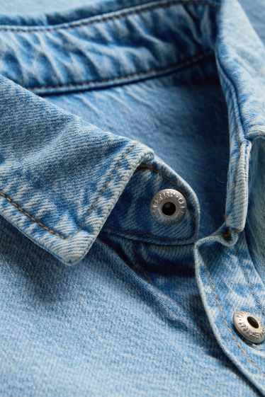Bărbați - Jachetă tip cămașă - relaxed fit - guler Kent - denim-albastru