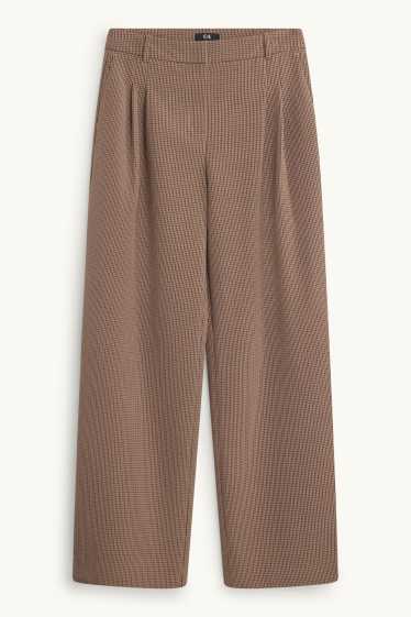 Damen - Business-Hose - Mid Waist - Regular Fit - kariert - braun