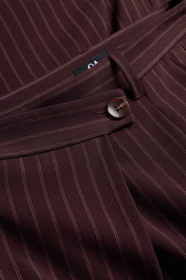 Damen - Stoffhose - Mid Waist - Loose Fit - gestreift - bordeaux