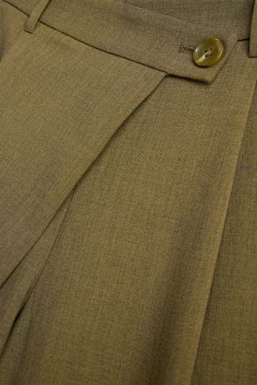 Dámské - Plátěné kalhoty - mid waist - loose fit - khaki