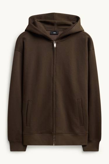 Herren - Sweatjacke mit Kapuze - dunkelbraun