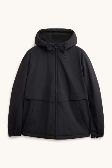 Herren - Jacke mit Kapuze - gefüttert - schwarz