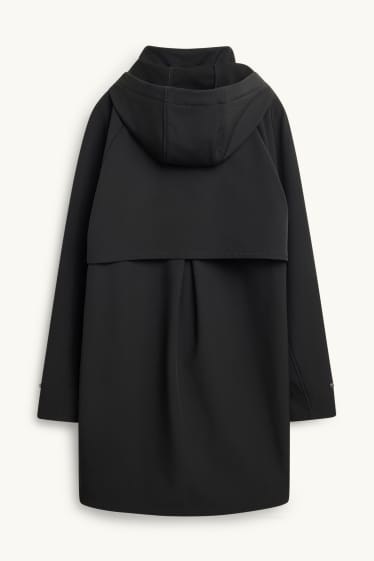 Dames - Softshellmantel met capuchon - waterafstotend - 4 Way Stretch - zwart