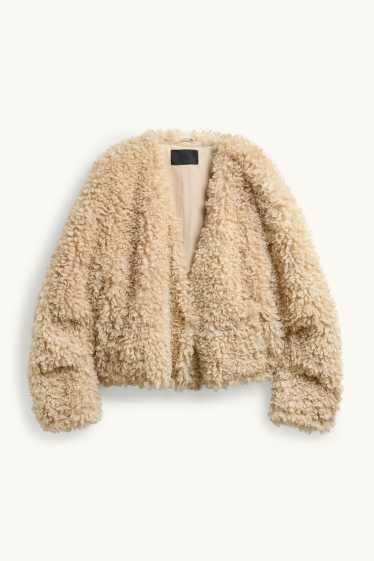 Donna - Giacca effetto peluche - beige