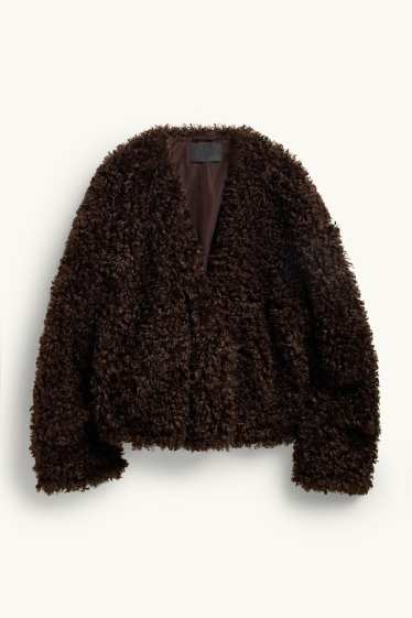 Femmes - Veste en peluche - marron foncé