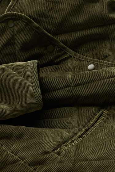 Damen - Cord-Steppjacke - dunkelgrün