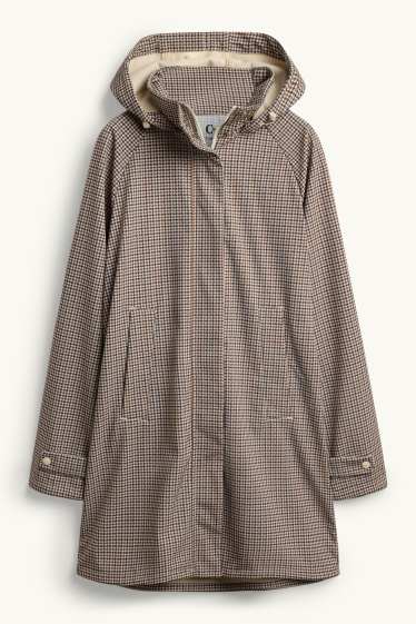 Dames - Softshellmantel met capuchon - waterafstotend - 4 Way Stretch - beige