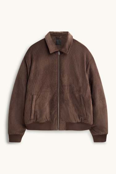 Hommes - Blouson aviateur en velours côtelé - finition doublée - marron