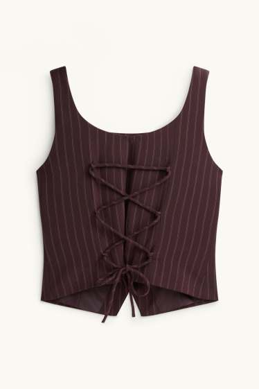 Damen - Weste - Slim Fit - gestreift - bordeaux