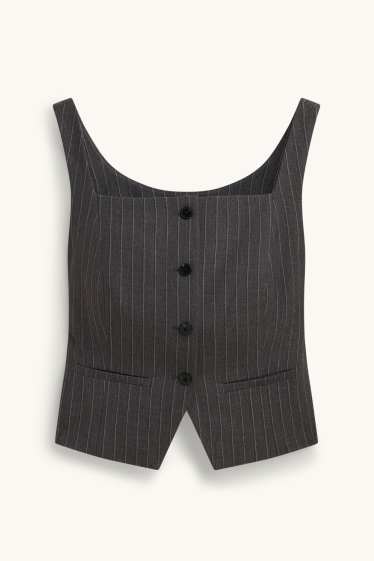 Damen - Weste - Slim Fit - gestreift - dunkelgrau / weiss